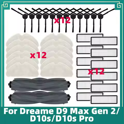 Compatible with Dreame D9 Max Gen 2/D10s/D10s Pro Replacement Parts Main Brush, Side Brush, HEPA Fil