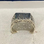 Cincin Ring Perak Silver Bali 925 Ukir Kotak Persegi Batik Pria Wanita