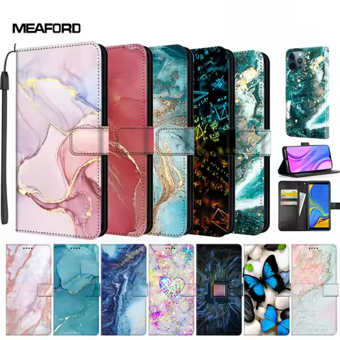 Marble Flip Cases For Samsung S21 S20 FE Ultra Plus 5G Leather Margnetic Stand Wallet Cases For Sams