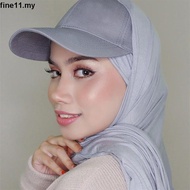 【Malaysia stock】 Pearl Scarf Cotton Baseball Cap All In One 2-piece Set Hijab Scarf Plus Hat Sports 