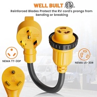 30 Amp to 30 Amp RV Adapter Cord with Locking Connector Plug NEMA TT-30P to L5-30R, UL Listed RV Pow