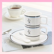 Bo Cuisine x Peanuts Snoopy Vintage Mug Set (2 Mugs + 1 Plate + 1 Spoon)-Blue