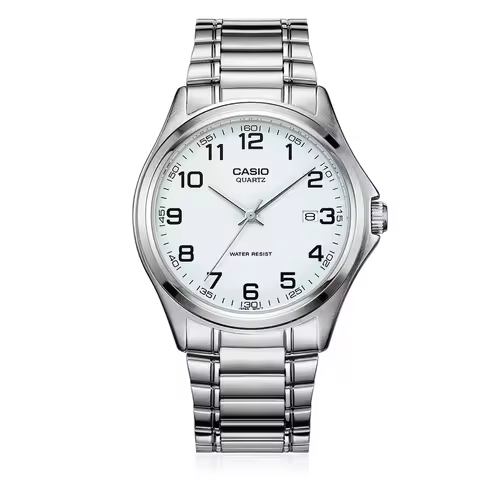 CASIO MTP-1183A Men's Quartz Watch, Analog Display, White Dial, Stainless Steel Band, Water Resistan