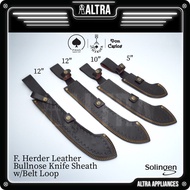 F. Herder 5 inch / 10 inch / 12 inch - Leather Knife Sheath with Belt Loop for Bullnose - Plastic &amp; Wooden Handle