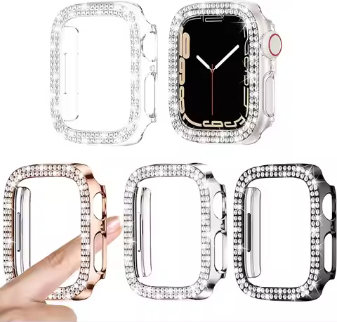 Diamond Full Protective Case for Apple Watch Series 7 41MM 45MM Cover For iWatch 6 SE 5 4 3 38MM 42M