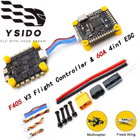 YSIDO F4 F405 V3 Flight Controller BLS 60A 4in1 ESC Kit Stack Wireless 2-6S for RC FPV Freestyle Dro