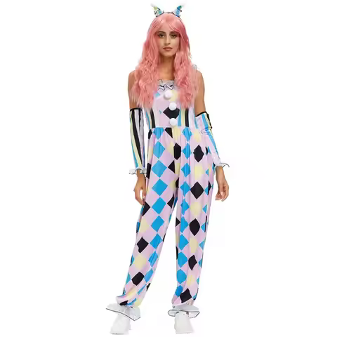 Carnival Cosplay Circus Clown Jumpsuit Costumes Halloween Adult Funny Ladies Joker Outfit