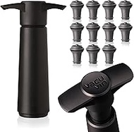 Vacu Vin Black Pump with 11 Stoppers Wine Saver