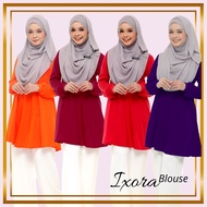Ixora Blouse Muslimah Plain Blouse Murah Blouse Orange Maroon Red Purple Sopan Cotton Selesa Plus Si