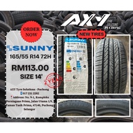 🔥165/55 R14 72H SUNNY (NEW TYRE) - TAYAR ORIGINAL | Tayar Baru Berkualiti Import Brand | 100%
