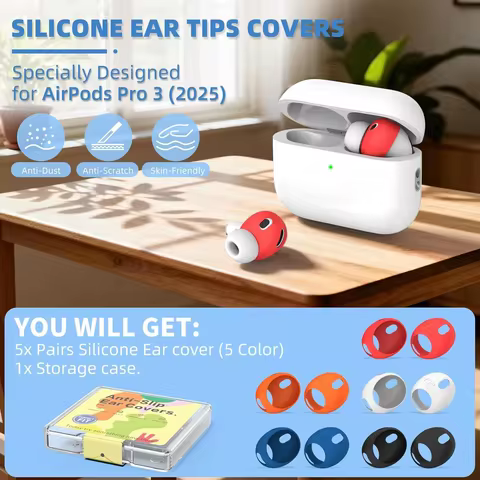 [5 Pairs] for AirPods Pro 3 Ear Tips Cover [Fit in Case] Soft cosy Air Pod Pro 3 Ear Cover Anti Slip