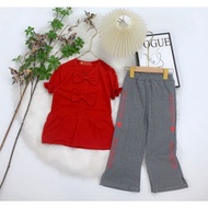 Set Jalan Girl Short Sleeve Red (Sunkids)