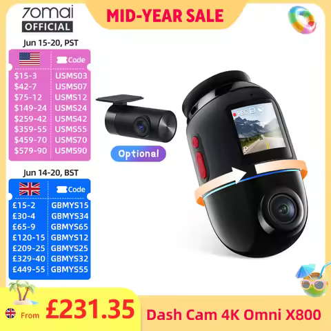 70mai Dash Cam 4K Omni X800 IMX678 360° Full View Supercapacitor 70mai X800 Built-in GPS ADAS 24H Pa