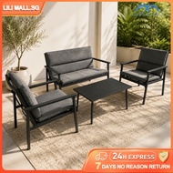 Outdoor Table Chair Set Sofa Chair Waterproof Table and Chair Set UV Resistant Plastic Wood Balcony 