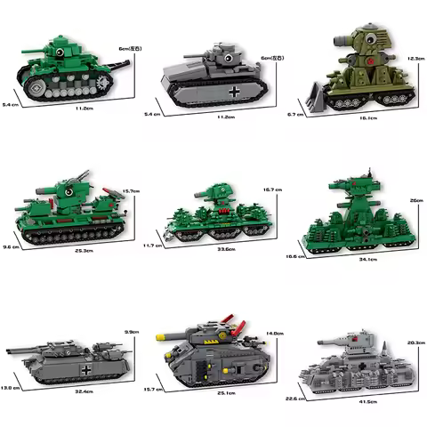 Seven color creative building blocks MOC World War II KV44 German P1000 Demon Cruiser Tank War Assem