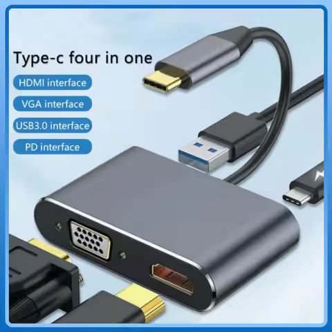 4 in 1 USB C Hub Type C 3.0 Adapter to 4K HDMI VGA PD Fast Charge Splitter Docking Station Hub For P