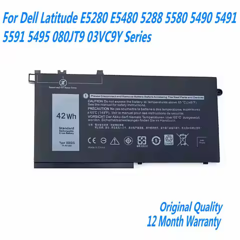 For Dell Latitude E5280 E5480 5288 5580 5490 5491 5591 5495 080JT9 03VC9Y Series 11.4V 42WH 3DDDG La