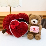 (Valentine 2026) Red Heart-shaped Teddy bear with high-quality letter-hugging Teddy bear, 2-in-1 stu