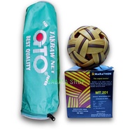 1 Set of Original Marathon MT 101 MT201 MT301 Thailand Takraw Balls and Net GTO Takraw Ball Sepak Ta