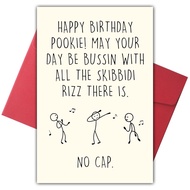 [Coisíní] Funny Birthday Card for Teens, Happy Birthday Pookie with Bussin Skibidi Rizz No Cap Slang