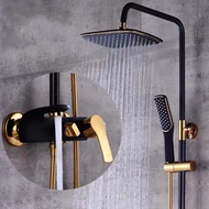 ℗✈2023 fashion shower Full copper black gold shower shower set European hot and cold bathroom hand-held shower head lift