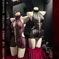情趣內衣sexy lingerie 綁帶小胸透視包臀睡裙 8209 (黑色,紫色)