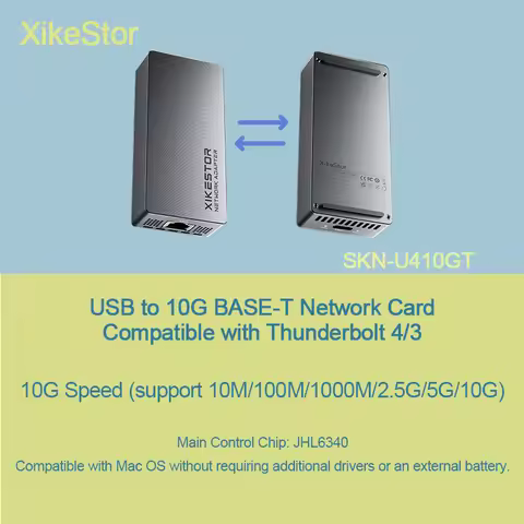 XikeStor Portable USB Network Card AQC113 USB to 10G BASE-T Compatible with Thunderbolt 4/3 10G Spee