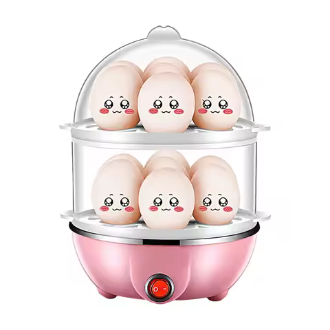 Double Layer Egg Cooker 14 Egg Capacity Hard Boiled Egg Cooker Anti-dry Electric Egg Boiler with 40m