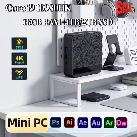 Core i9 10980HK Mini PC 16GB DDR4 512GB M.2 NVMe SSD Triple 4K Output WiFi6 BT5.2 Silent Cooling Des