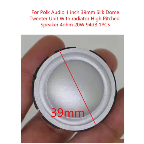 For Polk Audio 1 inch 39mm Silk Dome Tweeter Unit With Radiator High Pitched Speaker 4ohm 20W 94dB 1