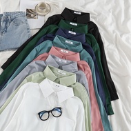 Korean Style Women Ladies Loose Long Sleeve Shirt Blouse Baju Baju Wanita Lengan Panjang New Ready S