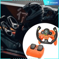 Shiwaki ชุดพวงมาลัยชุดของเล่นขับรถพร้อมแป้นเบรกของเล่น Copilot ของเล่นจำลองการขับรถสำหรับเกมวันเกิด