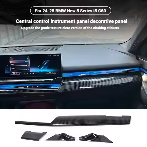 Interior Trim BMW G60 For BMW 5 Series G60 2024 2025 ABS Carbon Fiber Center Control Around Trim Mol