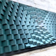 幾何翡翠綠藝術品 - 3D 吸音板 - 綠色木牆藝術裝飾