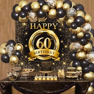 60pcs Black Gold Balloons 60th Birthday Party Supplies Happy 60th Birthday For Men Women Cheers 60 Y