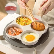 A48- 不沾平底鑊 多用途 煎鍋 四格煎蛋鍋 煎鍋 麥飯石煎鍋 平底煎鑊（米白色/電磁爐 瓦斯爐 導熱盤 電陶爐 均適用）