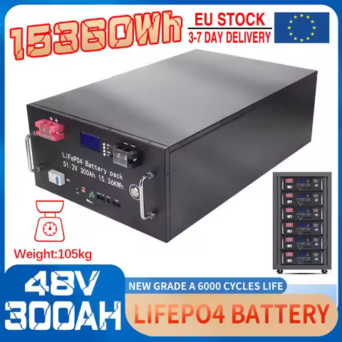 EU Stock 48V 50Ah 100Ah 230Ah 300Ah 7.6KW LiFePO4 Battery 51.2V Built-in BMS 6000 Cycles CAN/RS485 E