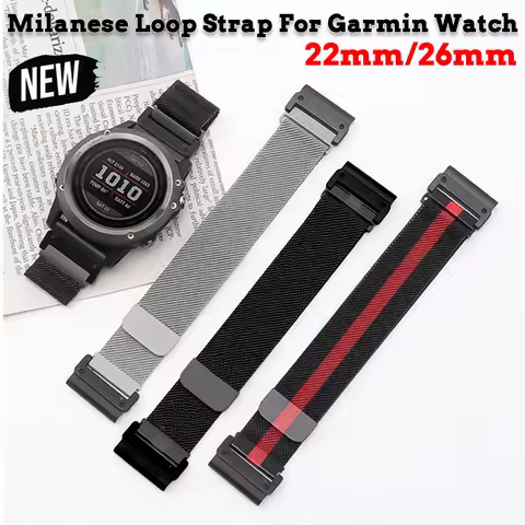 22/26mm Milanese Strap For Garmin watch Fenix 8 51 /Epix Pro Gen2 51mm 47mm/6X 7X Pro/Fenix 5XPlus f