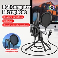 Karaoke Condenser Handheld Live RGB Microphone Streaming USB Tripod