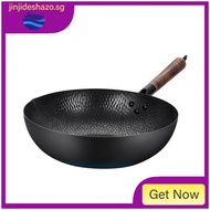 COOKER KING《No Coating 》Traditional Iron Wok Carbon Steel Wok Anti Rust Suitable For All Stoves,32cm