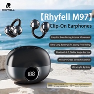Rhyfell M97 Black Earphones Clip On Bluetooth 4g Ultra Light Secure Fit Earbuds No Dropout 11mm Spea