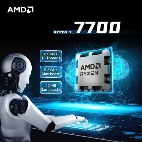 NEW AMD Ryzen 7 7700 8-Core 16-Thread DDR5 5NM L3=32M 3.8GHz Processor 65W Socket AM5 R7 7700 but wi