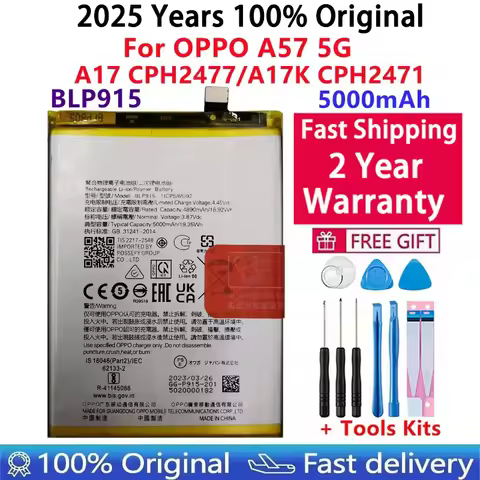 100% Orginal New Battery 5000mAh BLP915 Battery For Oppo A57 5G PFTM20 A17 /CPH2477 A17K CPH2471 Mob