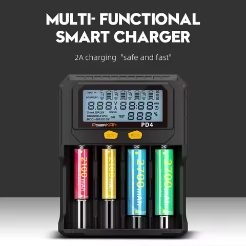 POWERKAN PD4 battery charger, suitable for 18650/26650/21700 /IMR/INR/ICR/3.2VLiFePO4, 1.2V Ni-MH/Ni