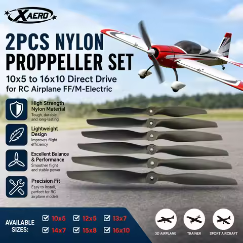 XAERO 2PCS Nylon Propeller 10x5 to 16x10 Direct Drive for RC Airplane FF/M-Electric 10x5/12x7/13x7/1