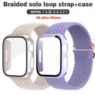 Strap and Case 2 In1 for Smart Apple Watch 8 7 6 SE 5 4 3 for I Watch 49mm 41mm 45mm 40mm 44mm 38mm 42mm Smart Watch T500 T55 W34 X7 D20 Braided Nylon Band Tempered Glass Watch Cov