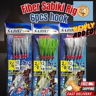 【FIBER】6PCS HOOK Luminious Perambut Sabiki Rig Apollo Hook Fishing Lure bait Set mata kail pancing s