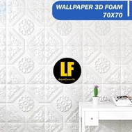 AA Wallpaper Dinding Batik Putih Bata 3D Foam Premium Wallpaper Batik