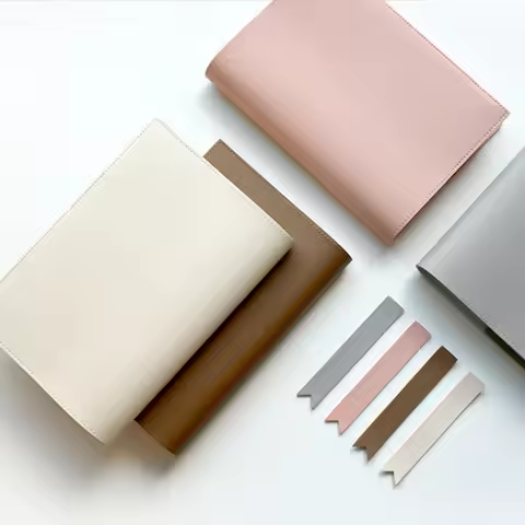 Personalized Pu Leather Book Cover Bookmark Simple Solid Color Notebook Leather Cover Can Hold Bible