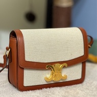 TEEN TRIOMPHE織物及牛皮革手袋